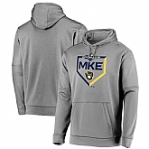 Men's Milwaukee Brewers Majestic 2019 Postseason Dugout Authentic Pullover Hoodie Gray,baseball caps,new era cap wholesale,wholesale hats